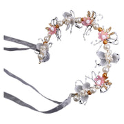 花冠 ヘッドドレス 花かんむり カチューシャ ブライダル フラワーガール レディース キッズ 大人 子供  ヘアアクセサリー C型ヘアバンド フラワー 花 フェイクパール シフォンリボン ビーズ おしゃれ かわいい 華やか 可憐 エレガント 結婚式 披露宴 パーティー フォーマル 写真撮影 発表会 イベント