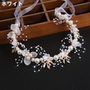 花冠 ヘッドドレス 花かんむり カチューシャ ブライダル フラワーガール レディース キッズ 大人 子供  ヘアアクセサリー C型ヘアバンド フラワー 花 フェイクパール シフォンリボン ビーズ おしゃれ かわいい 華やか 可憐 エレガント 結婚式 披露宴 パーティー フォーマル 写真撮影 発表会 イベント