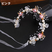 花冠 ヘッドドレス 花かんむり カチューシャ ブライダル フラワーガール レディース キッズ 大人 子供  ヘアアクセサリー C型ヘアバンド フラワー 花 フェイクパール シフォンリボン ビーズ おしゃれ かわいい 華やか 可憐 エレガント 結婚式 披露宴 パーティー フォーマル 写真撮影 発表会 イベント
