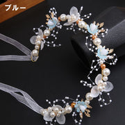 花冠 ヘッドドレス 花かんむり カチューシャ ブライダル フラワーガール レディース キッズ 大人 子供  ヘアアクセサリー C型ヘアバンド フラワー 花 フェイクパール シフォンリボン ビーズ おしゃれ かわいい 華やか 可憐 エレガント 結婚式 披露宴 パーティー フォーマル 写真撮影 発表会 イベント