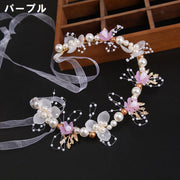 花冠 ヘッドドレス 花かんむり カチューシャ ブライダル フラワーガール レディース キッズ 大人 子供  ヘアアクセサリー C型ヘアバンド フラワー 花 フェイクパール シフォンリボン ビーズ おしゃれ かわいい 華やか 可憐 エレガント 結婚式 披露宴 パーティー フォーマル 写真撮影 発表会 イベント
