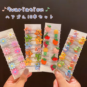ヘアゴム 10本セット ヘアアクセサリー キッズ 子供用 ガール 髪ゴム 髪留め まとめ髪 ヘアアレンジ かわいい キュート カラフル ガーリー フルーツ 動物 スター クマ デイリー お出かけ 通園 通学