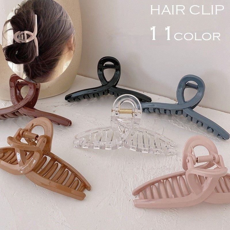 バンスクリップ ヘアクリップ レディース 女性 ヘアアクセサリー 髪飾り まとめ髪 大きい 髪留め ヘアアレンジ ツイスト ねじれ 単色 クリアカラー 透明 かわいい おしゃれ シンプル カジュアル お出かけ 通勤 デイリー 青 白 ピンク 茶 緑 灰