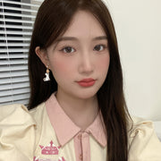 ピアス レディース バックキャッチピアス ロング 猫 花柄 おしゃれ ラインストーン かわいい ゆらゆら 耳飾り アクセサリー