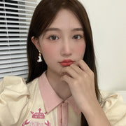 ピアス レディース バックキャッチピアス ロング 猫 花柄 おしゃれ ラインストーン かわいい ゆらゆら 耳飾り アクセサリー