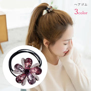 ヘアゴム 髪ゴム レディース 女性 ヘアアクセサリー ファッション雑貨 花 フラワー 飾り付き ラインストーン カラフル ブルー パープル かわいい キュート 華やか