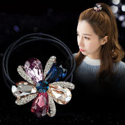 ヘアゴム 髪ゴム レディース 女性 ヘアアクセサリー ファッション雑貨 花 フラワー 飾り付き ラインストーン カラフル ブルー パープル かわいい キュート 華やか