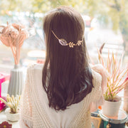 バックカチューシャ チェーン クリップ ヘアアクセサリー レディース 女性 髪留め 髪飾り リーフ 葉 ゴールドカラー 華やか 可愛い かわいい ヘアアレンジ おしゃれ お出かけ 普段使い プレゼント 贈り物 ギフト