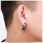 フープピアス リングピアス 片耳用 1個 単品 メンズ 男性 アクセサリー ごつい ゴツい トゲトゲ 存在感 おしゃれ かっこいい ブラック 単色 ファッション小物