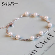 ブレスレット 腕輪 レディース 女性 アクセサリー 華奢 細身 二連 チェーン フェイクパール パール調  華やか ゴールドカラー シルバーカラー お洒落 大人可愛い お出かけ 普段使い プレゼント ギフト ファッション小物