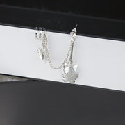 スタッドピアス イヤリング 片耳用 単品 イヤークリップ付き レディース 女性 アクセサリー チェーン ロング 揺れる 垂れる 蝶 バタフライ シルバーカラー お洒落 おしゃれ かわいい 普段使い デイリー お出かけ 耳飾り ギフト プレゼント 婦人用