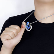 ネックレス ペンダント アクセサリー メンズ 男性 紳士 レディース ダブルリング チェーン ラインストーン おしゃれ カジュアル かっこいい ファッション雑貨 プレゼント