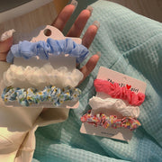 シュシュ 3個セット ヘアゴム 髪留め レディース 女性用 ヘアアクセサリー 無地 シフォン調 花柄 フラワープリント チェック柄 ボーダー柄 髪ゴム まとめ髪 髪飾り ヘアアレンジ おしゃれ かわいい デイリー 普段使い お出かけ 通勤 通学