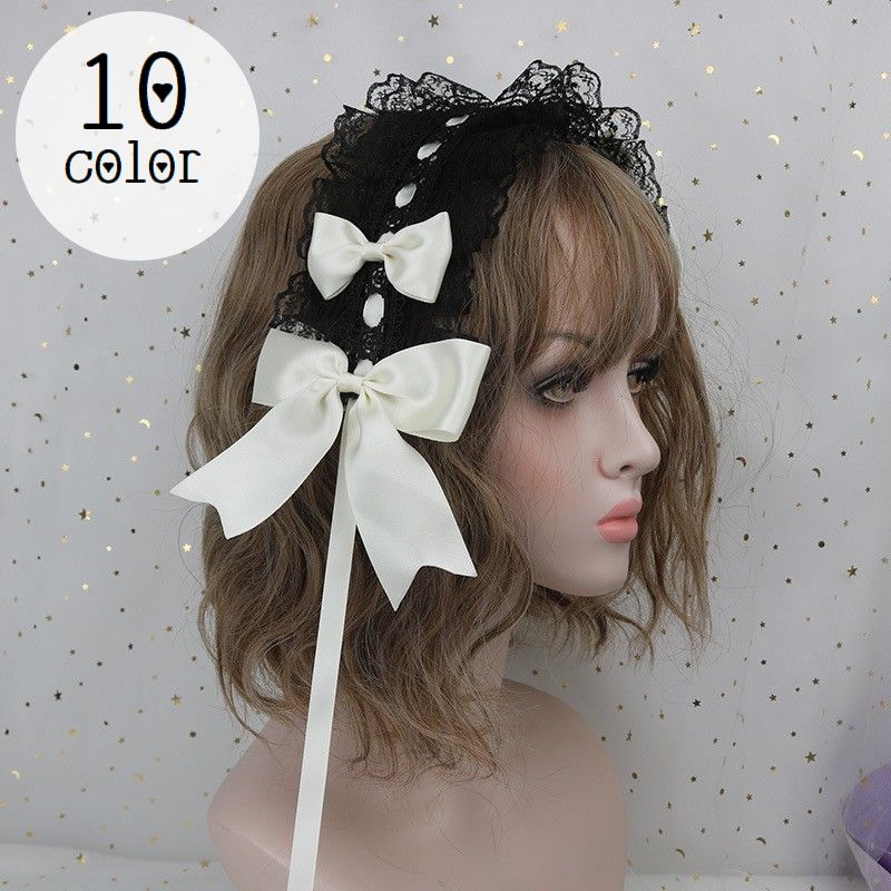ヘッドドレス カチューシャ ロリータ ゴスロリ レディース レース リボン ヘアアクセサリー 幅広 髪飾り コスプレ コスチューム メイド お嬢様 萌え系 女性 お茶会 ハロウィン 仮装 イベント