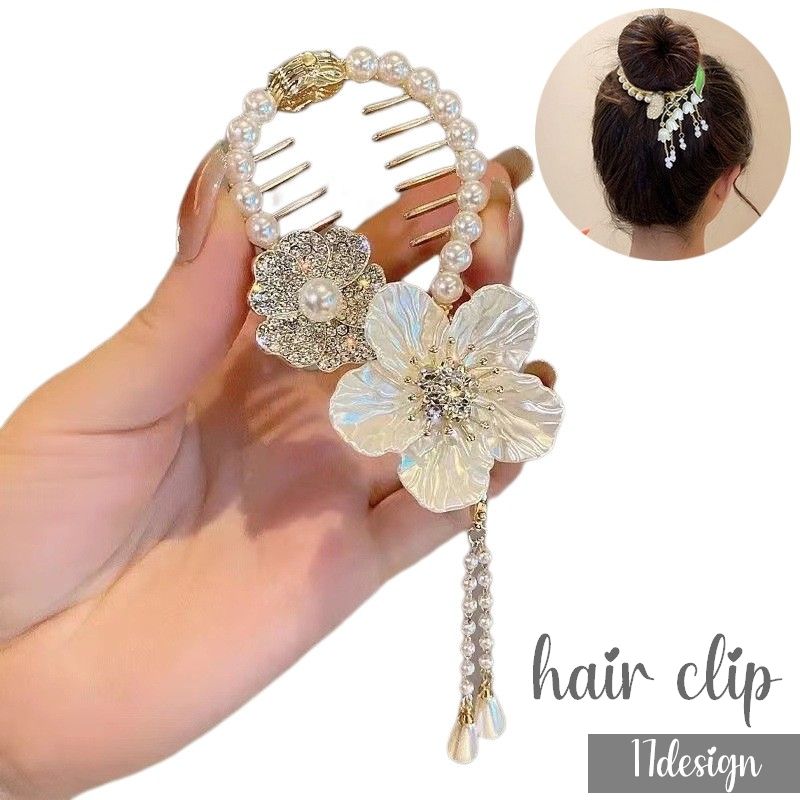 ヘアクリップ ヘアアクセサリー レディース パール調 フラワー ローズ 商品画像