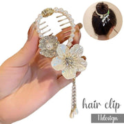 ヘアクリップ ヘアアクセサリー レディース パール調 フラワー ローズ バラ 花 蝶 お団子 シニヨン ヘアアレンジ メタル 金属製 かわいい おしゃれ 上品