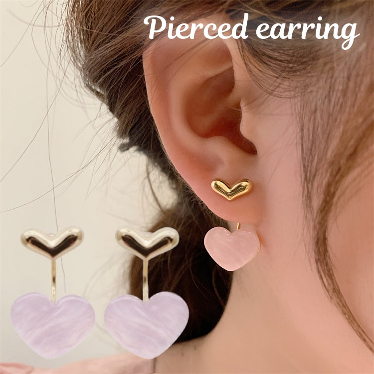ピアス バックキャッチピアス アクセサリー レディース ゴールドカラー ピンク ハート かわいい おしゃれ ギフト 記念日 誕生日 プレゼント 贈り物 ファッション小物 女性用 パープル 金色