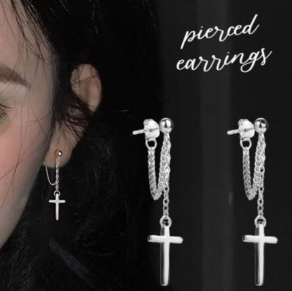 スタッドピアス レディース 女性用 アクセサリー シルバーカラー クロスモチーフ 商品画像