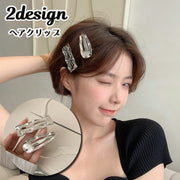 ヘアクリップ 髪留め レディース 女性用 ヘアアクセサリー ヘアピン スクエア ドロップ 雫 ウェーブ ヘアアレンジ シルバーカラー おしゃれ かわいい 普段使い デイリー お出かけ