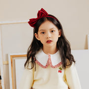 カチューシャ キッズ 子ども用 子供用 女の子 ヘアアクセサリー ファッション雑貨 ダブルリボン ベロア調 ワインレッド ブラック シンプル ガーリー フェミニン 可愛い キュート シック ライトフォーマル メルヘンチック