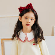 カチューシャ キッズ 子ども用 子供用 女の子 ヘアアクセサリー ファッション雑貨 ダブルリボン ベロア調 ワインレッド ブラック シンプル ガーリー フェミニン 可愛い キュート シック ライトフォーマル メルヘンチック