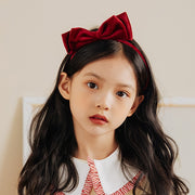 カチューシャ キッズ 子ども用 子供用 女の子 ヘアアクセサリー ファッション雑貨 ダブルリボン ベロア調 ワインレッド ブラック シンプル ガーリー フェミニン 可愛い キュート シック ライトフォーマル メルヘンチック