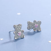 ピアス スタッドピアス 両耳用 レディース 女性 アクセサリー 耳飾り ラインストーン クマ ハート シンプル かわいい 上品 華奢 キュート ガーリー 定番 おしゃれ プレゼント ギフト 記念日 フォーマル パーティ お出かけ 銀色
