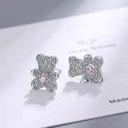 ピアス スタッドピアス 両耳用 レディース 女性 アクセサリー 耳飾り ラインストーン クマ ハート シンプル かわいい 上品 華奢 キュート ガーリー 定番 おしゃれ プレゼント ギフト 記念日 フォーマル パーティ お出かけ 銀色