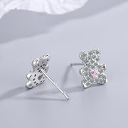 ピアス スタッドピアス 両耳用 レディース 女性 アクセサリー 耳飾り ラインストーン クマ ハート シンプル かわいい 上品 華奢 キュート ガーリー 定番 おしゃれ プレゼント ギフト 記念日 フォーマル パーティ お出かけ 銀色