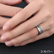 指輪 メンズ アクセサリー ファッションリング ステンレス 太め 幅広 鎖 喜平チェーン ローマ数字 ヒップホップ ストリート系