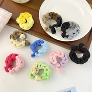 ヘアゴム 髪ゴム レディース 女性 ヘアアクセサリー ファッション雑貨 太め 幅広 シュシュ風 ツートンカラー トリコロール バイカラー ブラック ピンク ブラウン ブルー カジュアル ポップ 可愛い キュート おしゃれ