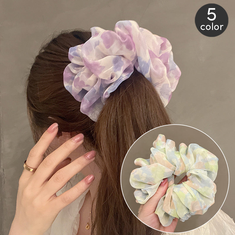 シュシュ ヘアゴム ヘアアクセサリー レディース 髪飾り まとめ髪 髪留め ふんわり 大きめ マーブル柄 ボリューム おしゃれ かわいい ヘアアレンジ 華やか 大人上品 フェミニン オフィス お出かけ デート 女性用 パステルカラー