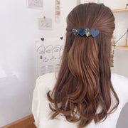バレッタ ヘアアクセサリー レディース べっ甲柄 ハート ポニー 大人可愛い キュート 落ち着いたカラー 髪留め 髪飾り まとめ髪 ハーフアップ ヘアアレンジ かわいい おしゃれ 普段使い 女性 ギフト プレゼント 女の子 ガール 高見え 会社 OL ネイビー 紺 イエロー 黄 グリーン 緑