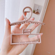 ヘアクリップ バンスクリップ ヘアアクセサリー レディース 無地 メタル シンプル クロス スクエア 大きめ 存在感 かわいい ハーフアップ  髪留め ヘアアレンジ 髪飾り 普段使い カジュアル お出かけ おしゃれ 女性 女の子 ピンク OL 会社 通勤 オフィス