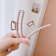ヘアクリップ バンスクリップ ヘアアクセサリー レディース 無地 メタル シンプル クロス スクエア 大きめ 存在感 かわいい ハーフアップ  髪留め ヘアアレンジ 髪飾り 普段使い カジュアル お出かけ おしゃれ 女性 女の子 ピンク OL 会社 通勤 オフィス