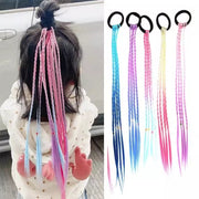 エクステ エクステンション ヘアゴム付き 三つ編み 4本 レディース キッズ 子供 女の子 ポイントウィッグ つけ毛 部分ウィッグ ヘアアクセサリー 髪飾り ヘアアレンジ グラデーションカラー カラフル かわいい おしゃれ キュート ガーリー お出かけ イベント 発表会 イメージチェンジ ピンク 青 紫 黄