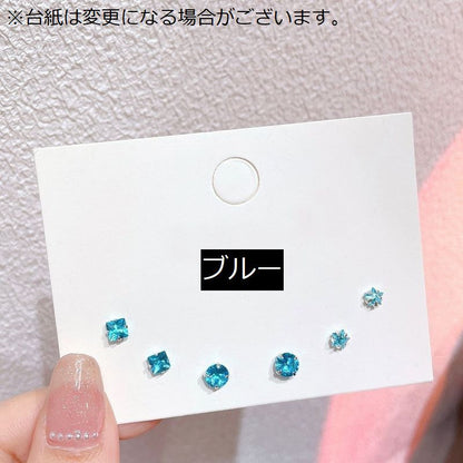 スタッドピアス 3ペア6個セット レディース アクセサリー ラインストーン シンプル 商品画像3