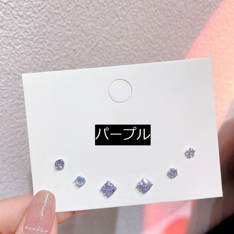 スタッドピアス 3ペア6個セット レディース アクセサリー ラインストーン シンプル 商品画像4