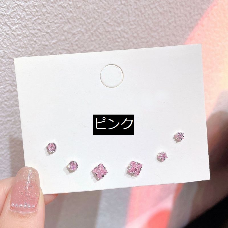 スタッドピアス 3ペア6個セット レディース アクセサリー ラインストーン シンプル 商品画像5