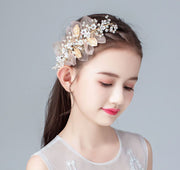 ヘッドドレス 髪飾り 花冠 キッズ ジュニア 女の子 ガールズ ヘアアクセサリー 小花 パール風 リーフ ラインストーン 華やか お呼ばれ 発表会 結婚