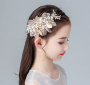 ヘッドドレス 髪飾り 花冠 キッズ ジュニア 女の子 ガールズ ヘアアクセサリー 小花 パール風 リーフ ラインストーン 華やか お呼ばれ 発表会 結婚