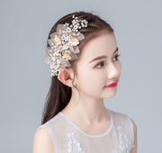 ヘッドドレス 髪飾り 花冠 キッズ ジュニア 女の子 ガールズ ヘアアクセサリー 小花 パール風 リーフ ラインストーン 華やか お呼ばれ 発表会 結婚