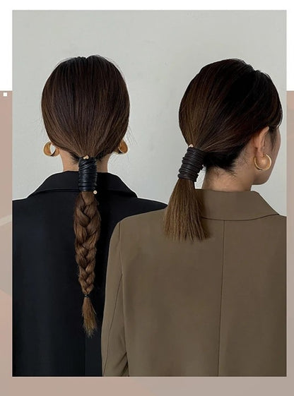 ワイヤーポニー レディース ぐるぐる 巻き付け ヘアアクセサリー レザー調 商品画像2