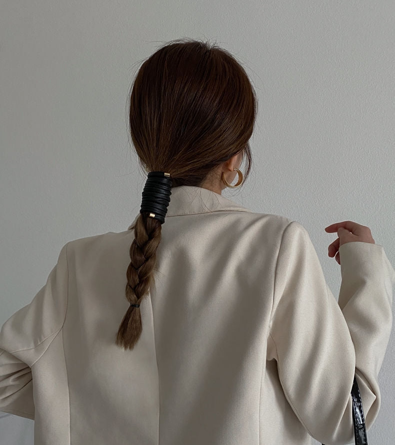 ワイヤーポニー レディース ぐるぐる 巻き付け ヘアアクセサリー レザー調 商品画像3