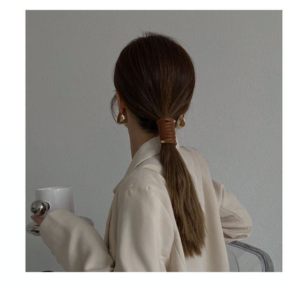 ワイヤーポニー レディース ぐるぐる 巻き付け ヘアアクセサリー レザー調 商品画像4