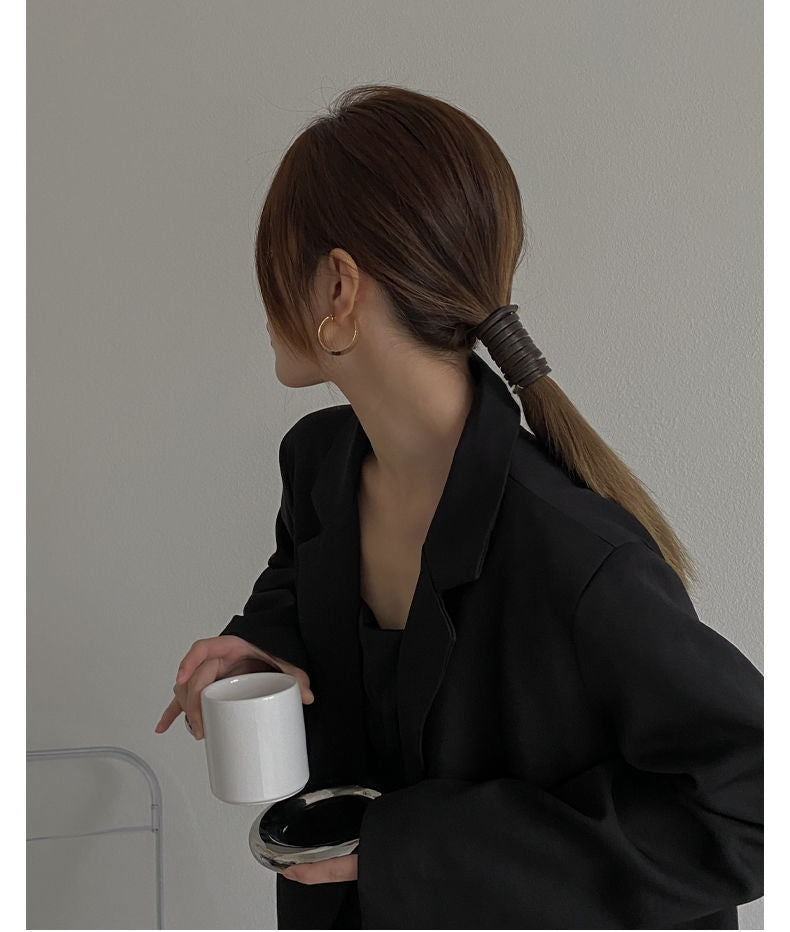 ワイヤーポニー レディース ぐるぐる 巻き付け ヘアアクセサリー レザー調 商品画像5