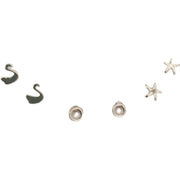 スタッドピアス 3ペアセット アクセサリー レディース 女性用 ファッション小物 小ぶり 小さめ ハート スター 星 リーフ 花 蝶 バタフライ 月 シンプル かわいい おしゃれ プレゼント ギフト 誕生日 記念日 デイリー 普段使い 通勤 通学 オフィスファッション
