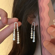 スタッドピアス キャッチピアス 両耳用 レディース 女性用 アクセサリー チェーン フェイクパール ラインストーン おしゃれ
