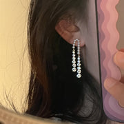 スタッドピアス キャッチピアス 両耳用 レディース 女性用 アクセサリー チェーン フェイクパール ラインストーン おしゃれ