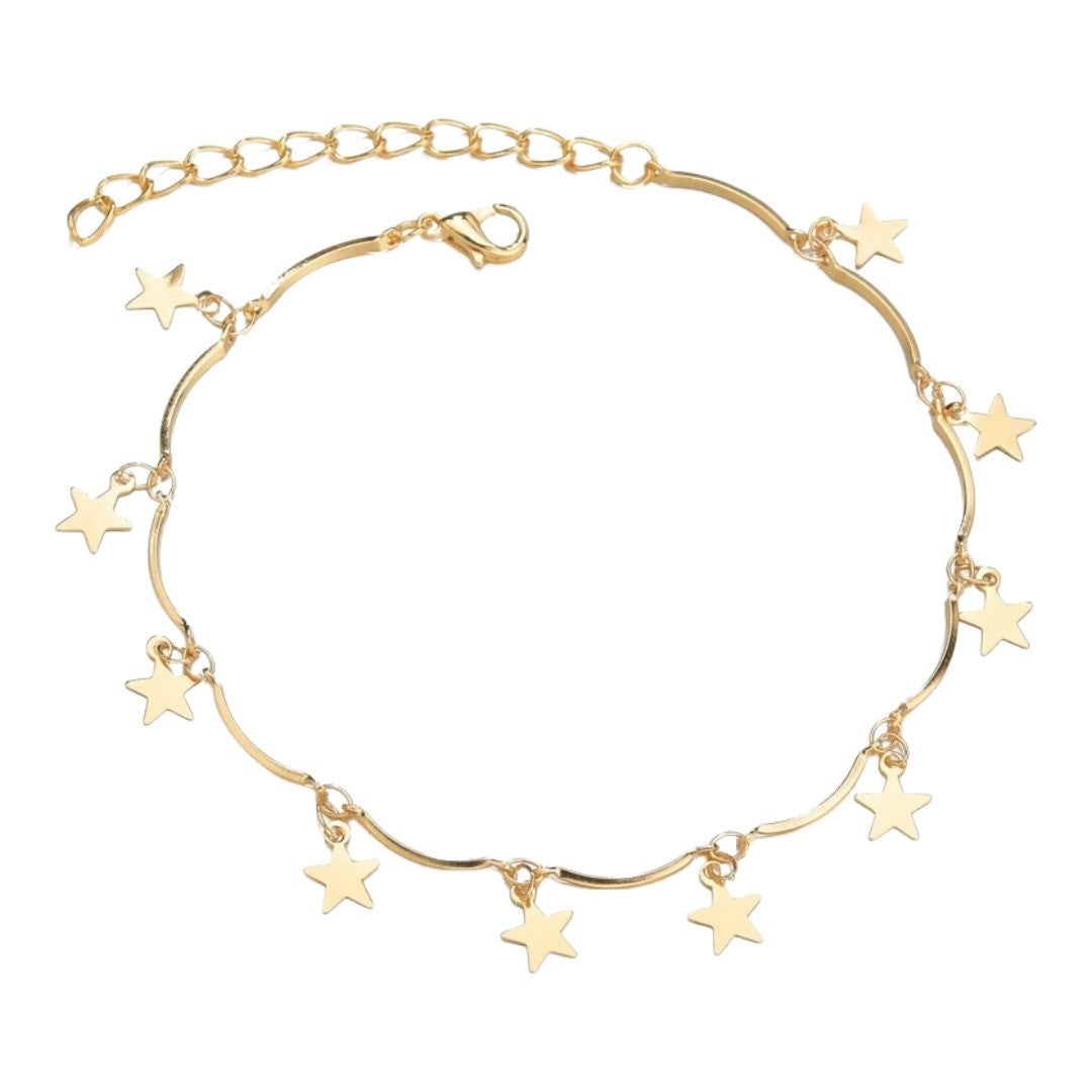 アンクレット レディース 女性 アクセサリー チェーン 星 スター ゴールドカラー シルバーカラー 華奢 細身 カジュアル おしゃれ シンプル 普段使い ファッション小物 贈り物 ギフト プレゼント